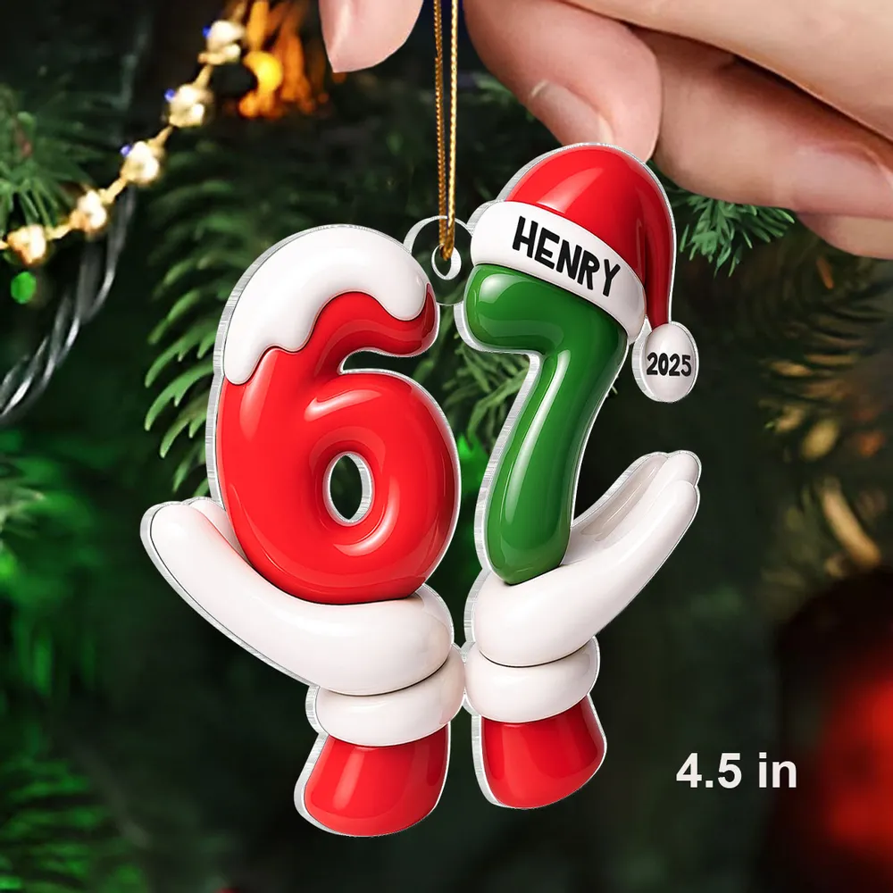 Personalized 67 Christmas Ornament with Name and Year – Fun Personalized Gift for Kids and Families - Image 3