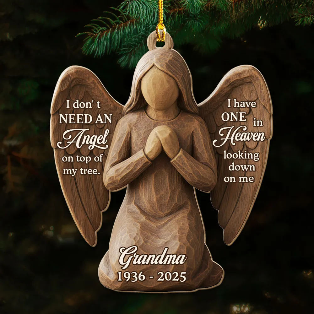 Personalized Wooden Ornament for Grandma in Heaven – Custom Angel Memorial Keepsake for Christmas Tree, Unique Sympathy Gift - Image 2