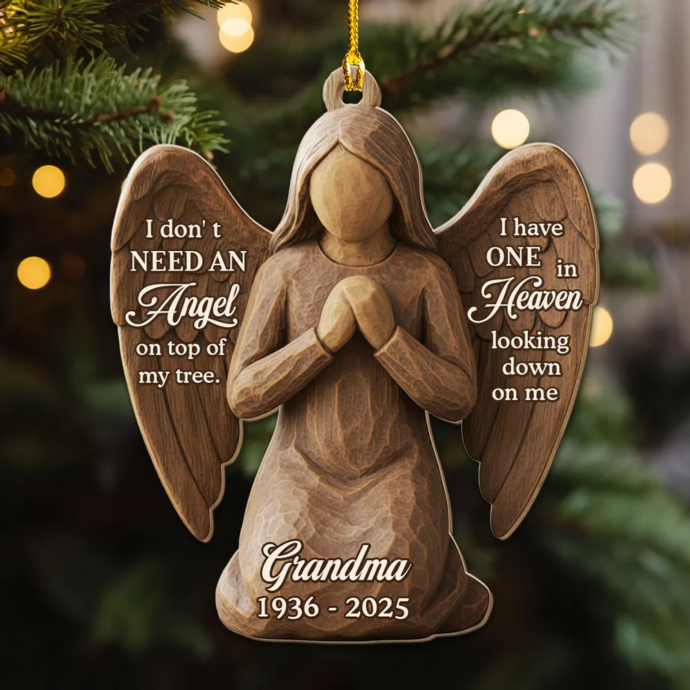 Personalized Wooden Ornament for Grandma in Heaven – Custom Angel Memorial Keepsake for Christmas Tree, Unique Sympathy Gift - Image 3
