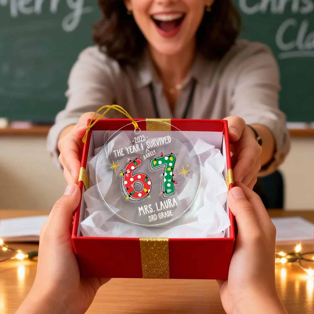 Personalized Acrylic Ornament – The Year I Barely Survive 67 - Funny Gift For Teacher, Unique Holiday Gift Keepsake - Image 6