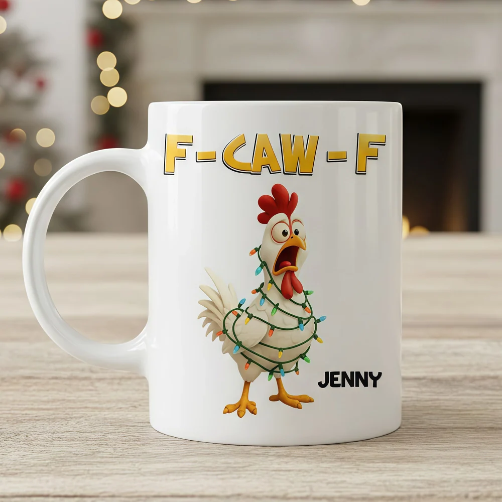 Funny Christmas Chicken Mug with Custom Name β A Hilarious Holiday Gift for Friends & Coworkers