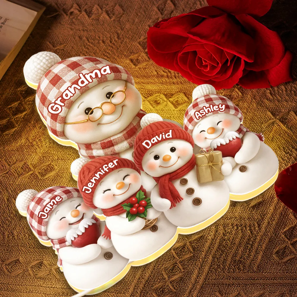 Snowman Family Acrylic Light Box for Grandma - Cozy Christmas Decor and Unique Holiday Gift from Grandkids - Image 5