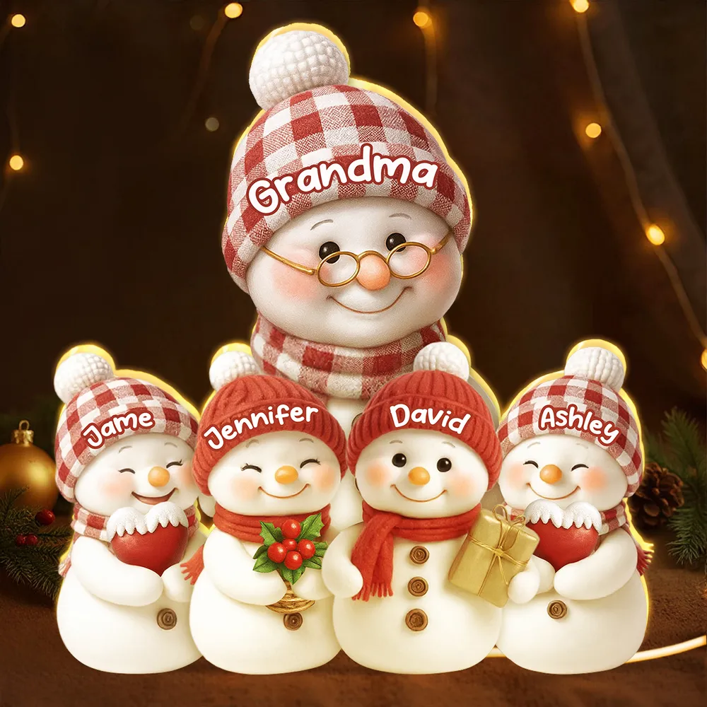 Snowman Family Acrylic Light Box for Grandma - Cozy Christmas Decor and Unique Holiday Gift from Grandkids - Image 6