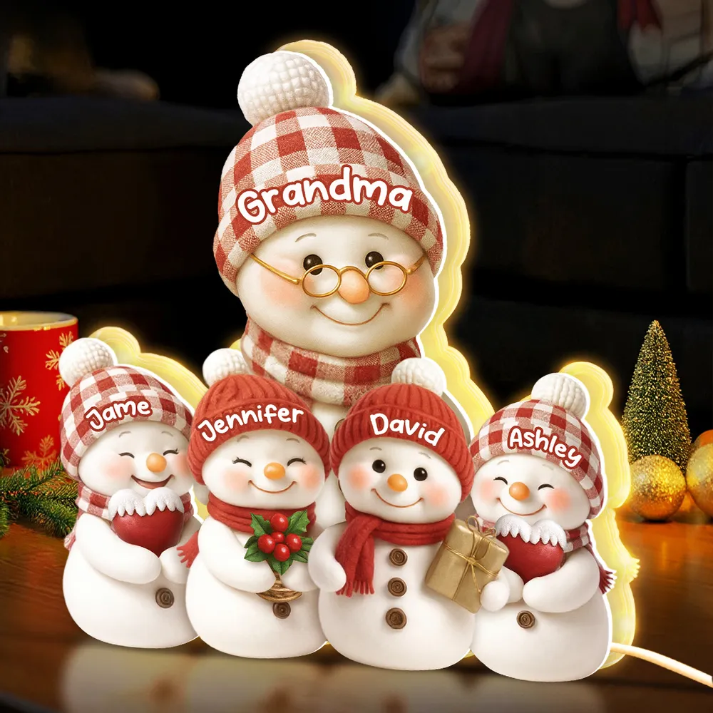 Snowman Family Acrylic Light Box for Grandma - Cozy Christmas Decor and Unique Holiday Gift from Grandkids - Image 7
