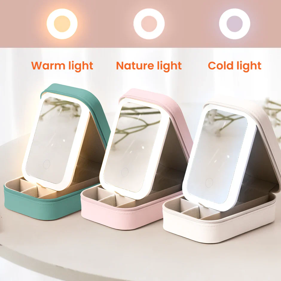 Custom LED Makeup Case with Cartoon Portrait & Positive I Am Quotes – Unique Personalized Makeup Box, Uplifting Gift for Daughter or Friend - Image 6