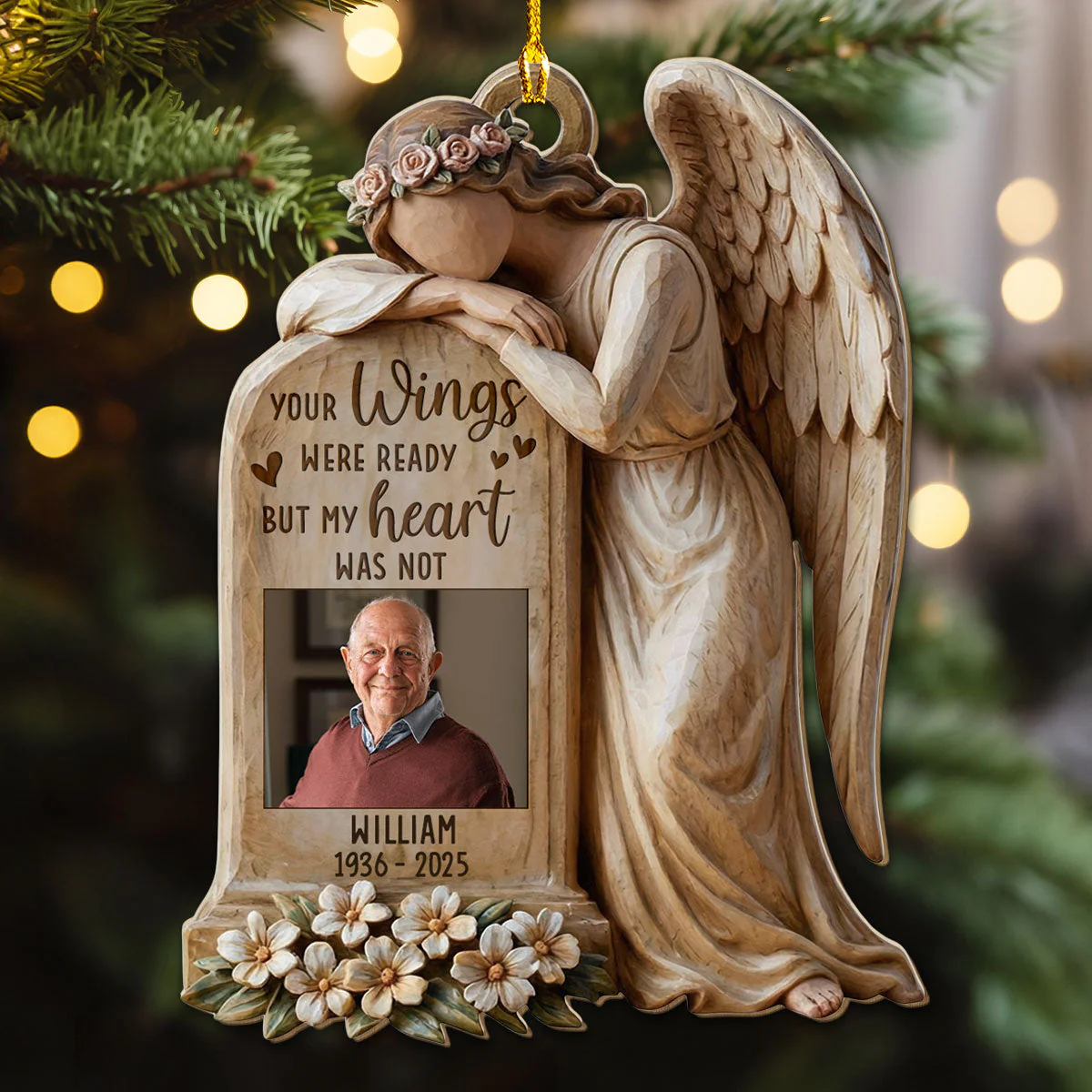 Personalized Wooden Ornament Memorial Angel Keepsake Gift for Loved One Remembrance & Gentle Comfort - Image 5