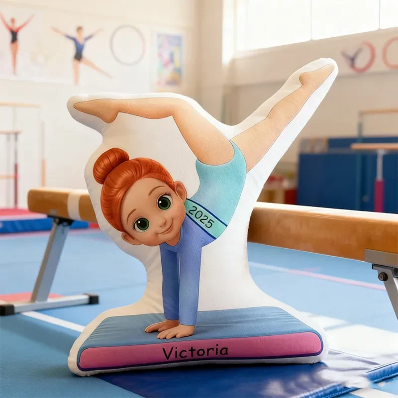 Personalized Shaped Pillow for Gymnast Girl – Cute Cartoon Design, Cozy Support & Unique Gift for Little Athletes - Image 3