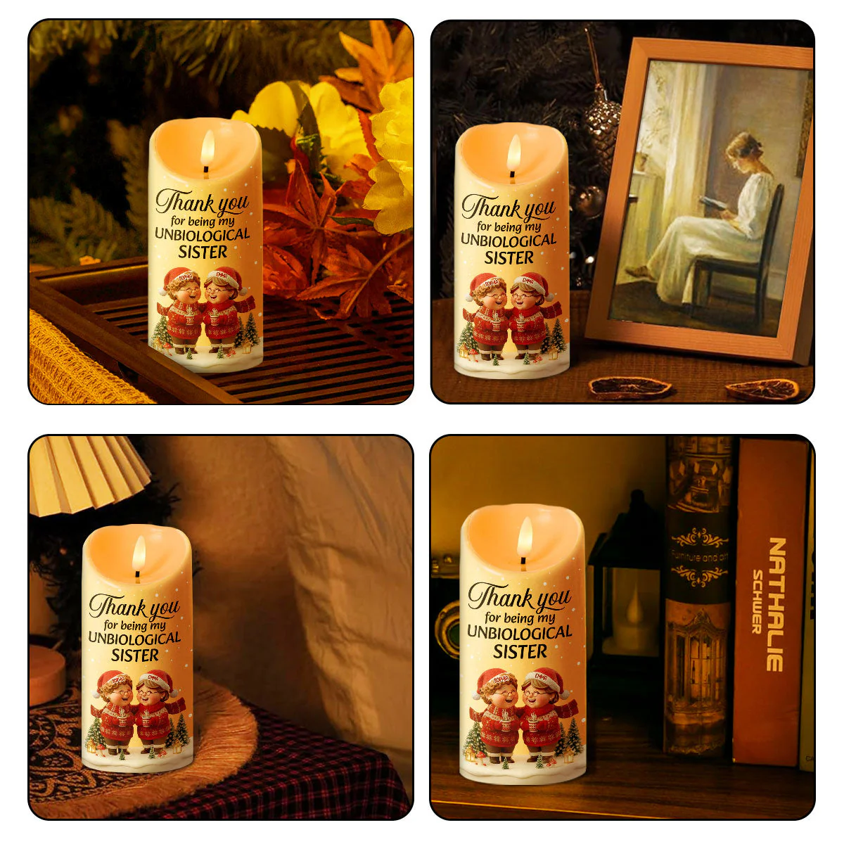 Flameless LED Candle with Custom Bestie Quote – Cozy Soft Light, Emotional Comfort and Heartfelt Gift for Unbiological Sisters - Image 4