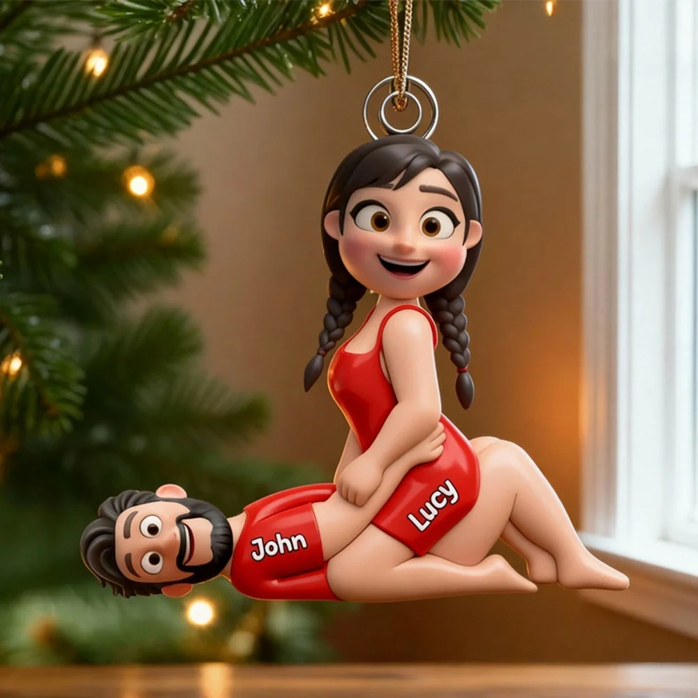 Naughty Couple Acrylic Ornament Personalized with Your Characters, Playful Cartoon Design for Sexy Romantic Gift