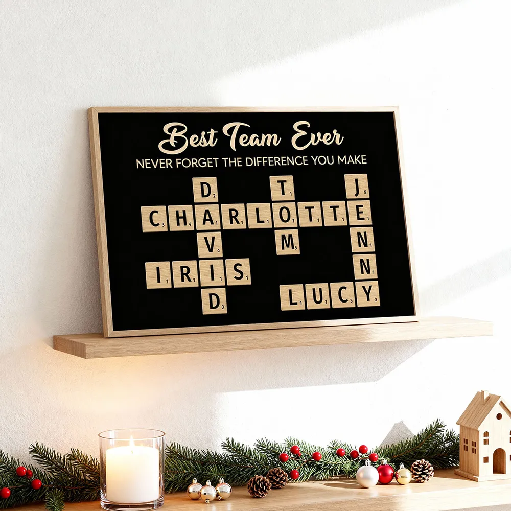 Best Team Ever Personalized Poster with Crossword Tile Art, Office Wall Decor, Meaningful Thank You Gift for Coworkers & Boss - Image 6