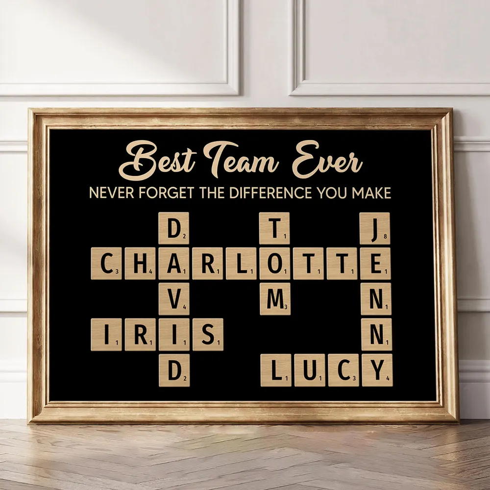 Best Team Ever Personalized Poster with Crossword Tile Art, Office Wall Decor, Meaningful Thank You Gift for Coworkers & Boss - Image 8