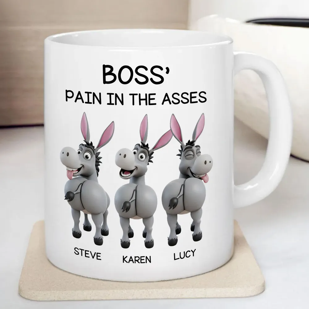 Funny Personalized White Ceramic Mug for Boss β Custom Cartoon Donkey Team, Unique Office Gift for Coworkers, Hilarious Value-Priced Present - Image 2