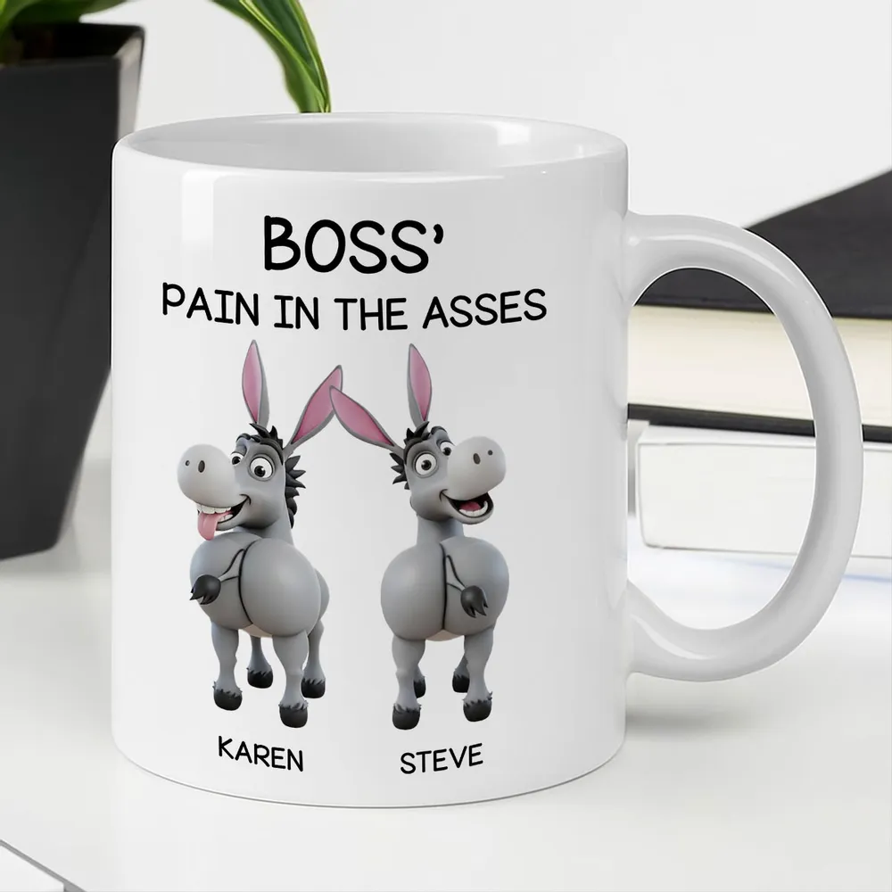 Funny Personalized White Ceramic Mug for Boss β Custom Cartoon Donkey Team, Unique Office Gift for Coworkers, Hilarious Value-Priced Present - Image 3