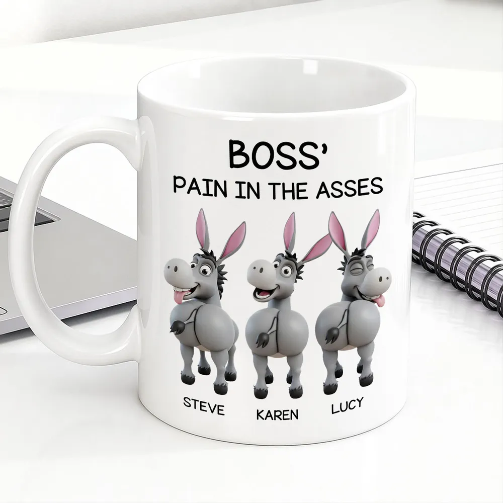 Funny Personalized White Ceramic Mug for Boss β Custom Cartoon Donkey Team, Unique Office Gift for Coworkers, Hilarious Value-Priced Present - Image 9