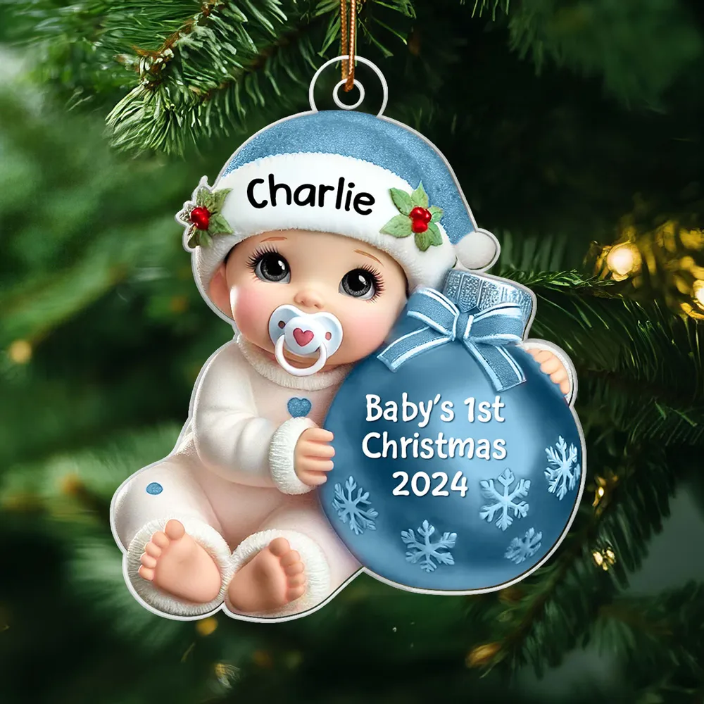 Personalized Acrylic Ornament for Baby's First Christmas, Cute Winter Design, Keepsake Holiday Gift for New Parents - Image 6