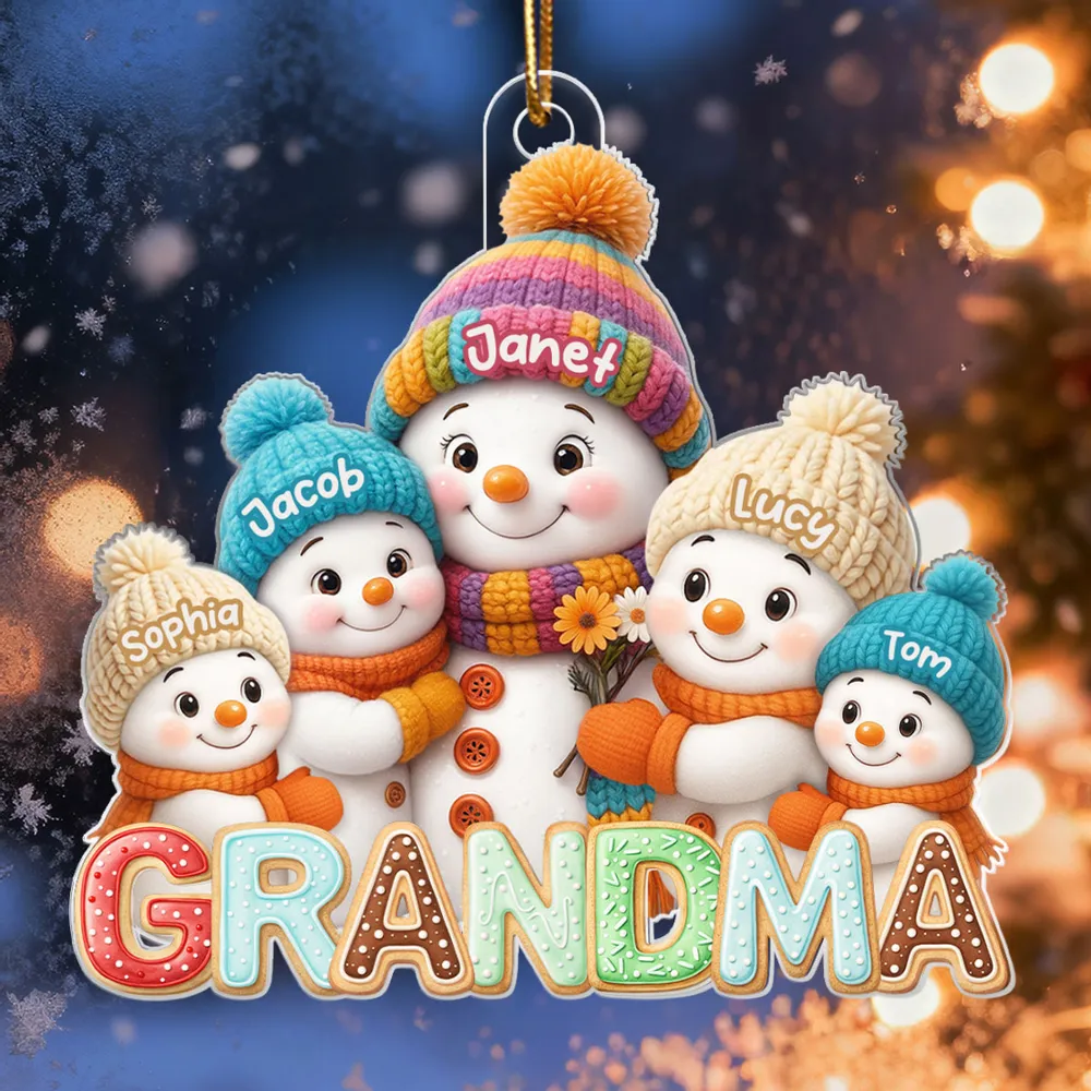 Personalized Acrylic Ornament For Grandma With Cute Snowman Grandkids, Heartwarming Christmas Gift & Festive Decor - Image 7