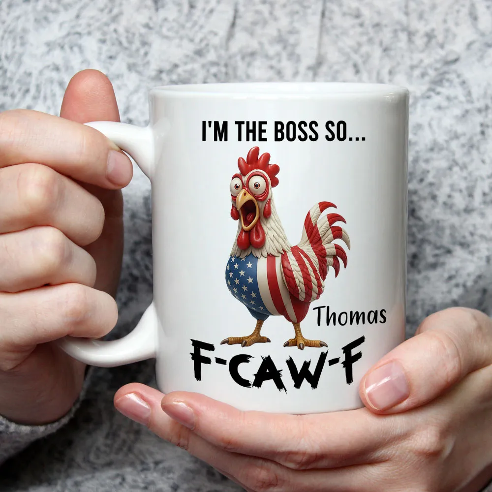Personalized White Ceramic Mug with Angry Rooster Boss Design, Funny Custom Gift for Coworker or Friend, Unique Office Coffee Mug - Image 2