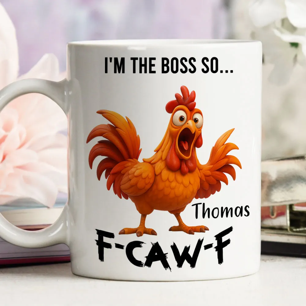 Personalized White Ceramic Mug with Angry Rooster Boss Design, Funny Custom Gift for Coworker or Friend, Unique Office Coffee Mug - Image 3