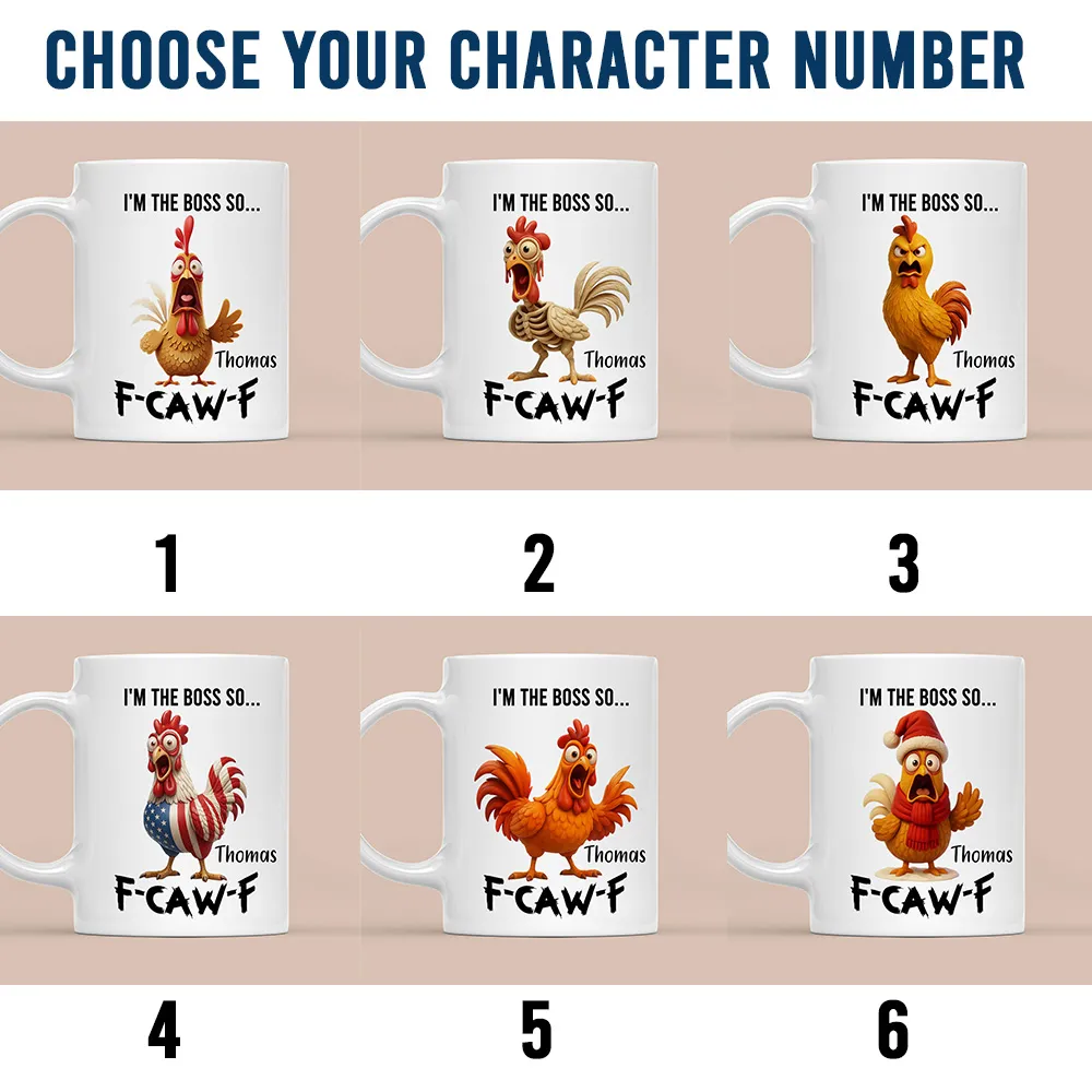 Personalized White Ceramic Mug with Angry Rooster Boss Design, Funny Custom Gift for Coworker or Friend, Unique Office Coffee Mug - Image 4
