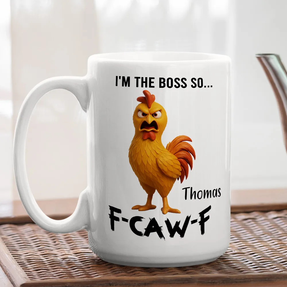 Personalized White Ceramic Mug with Angry Rooster Boss Design, Funny Custom Gift for Coworker or Friend, Unique Office Coffee Mug - Image 5