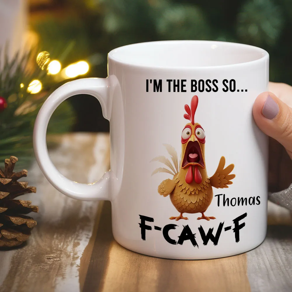 Personalized White Ceramic Mug with Angry Rooster Boss Design, Funny Custom Gift for Coworker or Friend, Unique Office Coffee Mug - Image 7