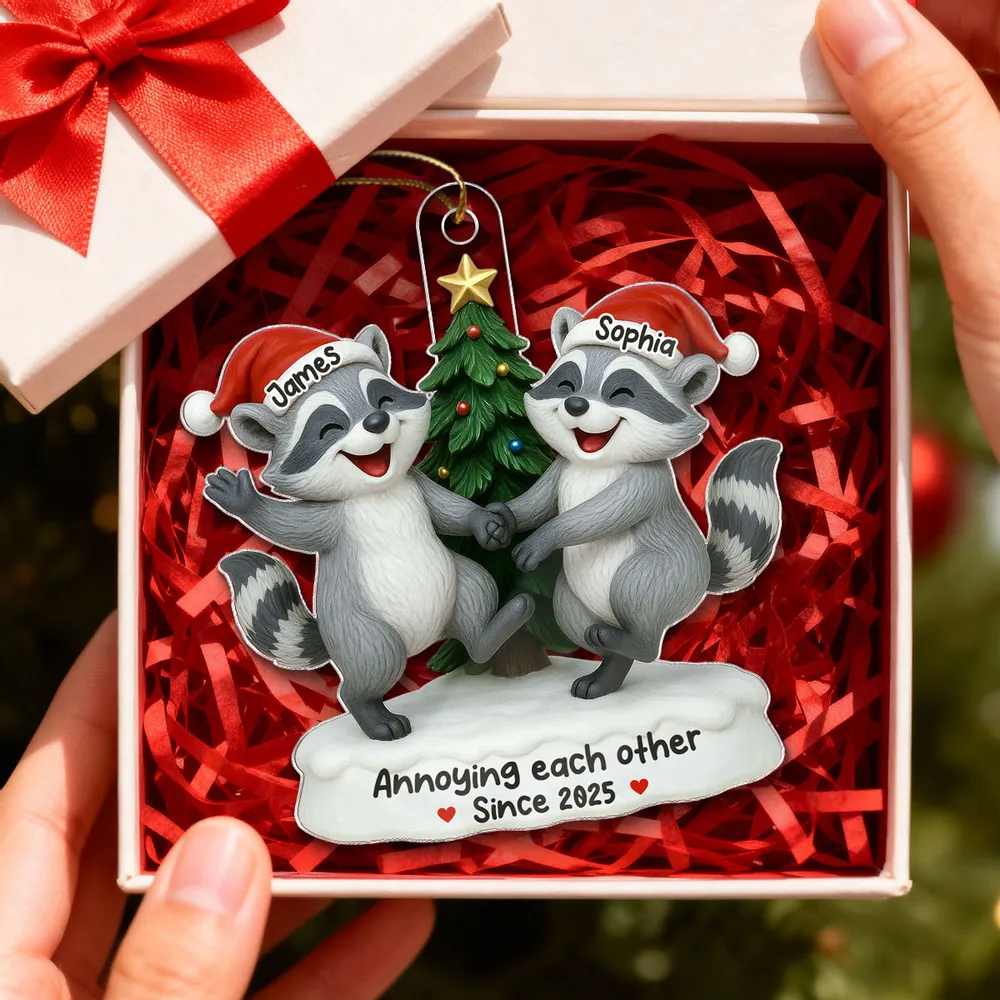 Personalized Raccoon Couple Acrylic Ornament – Funny Christmas Tree Decoration For Couples, Cute Unique Gift - Image 5