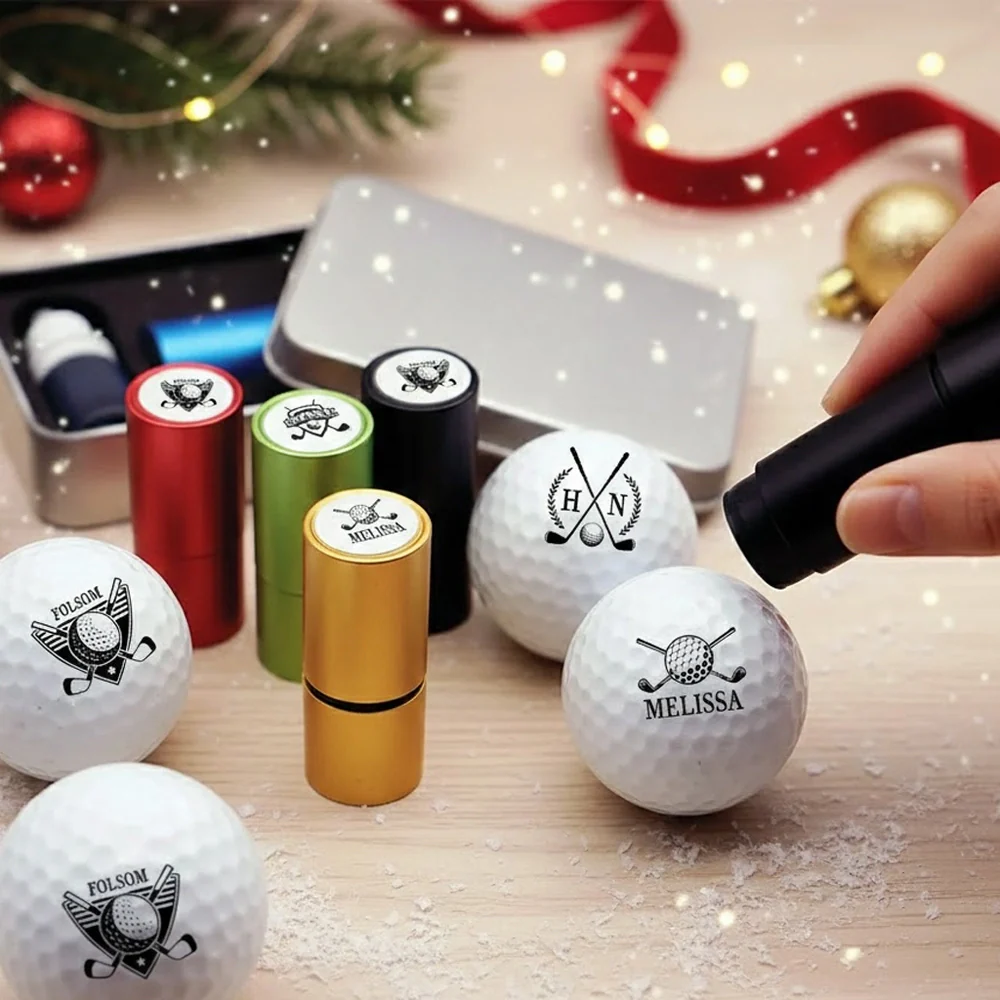 Personalized Plastic Golf Ball Stamp with Gift Box, Reusable Marker Golf Accessory, Unique Gift for Dad or Golf Lovers
