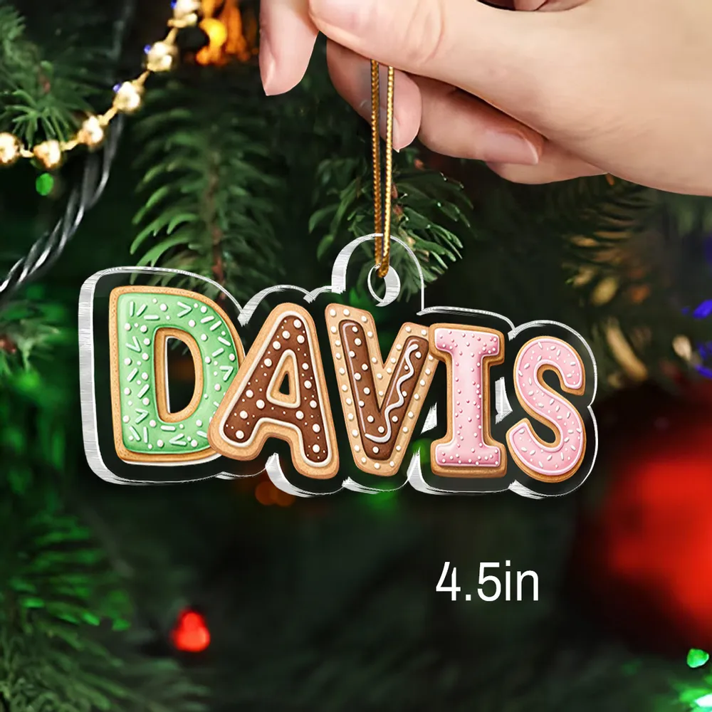 Custom Name Cookie Letter Acrylic Ornament for Christmas Tree – Cute Personalized Keepsake & Festive Family Gift Idea - Image 2