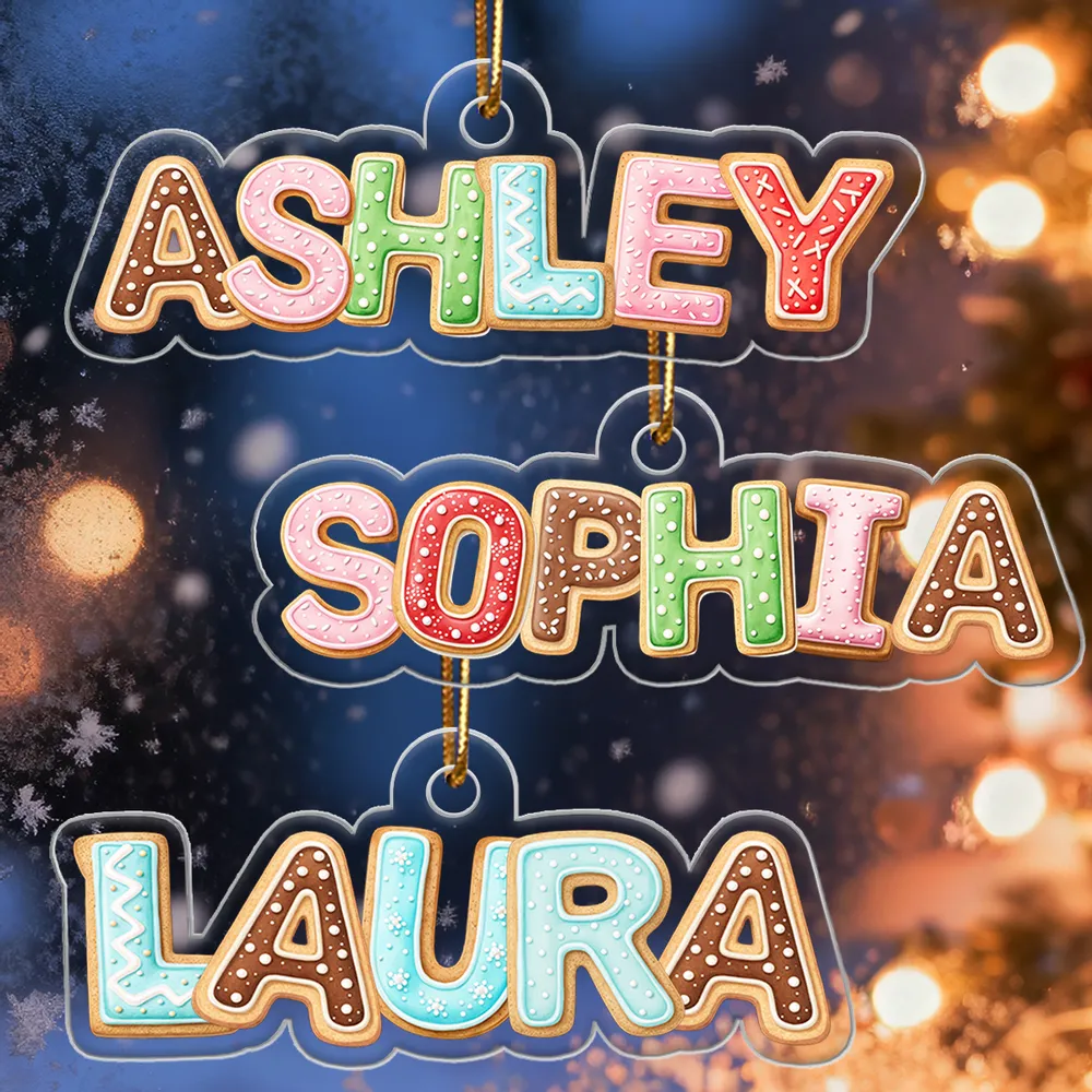 Custom Name Cookie Letter Acrylic Ornament for Christmas Tree – Cute Personalized Keepsake & Festive Family Gift Idea - Image 3