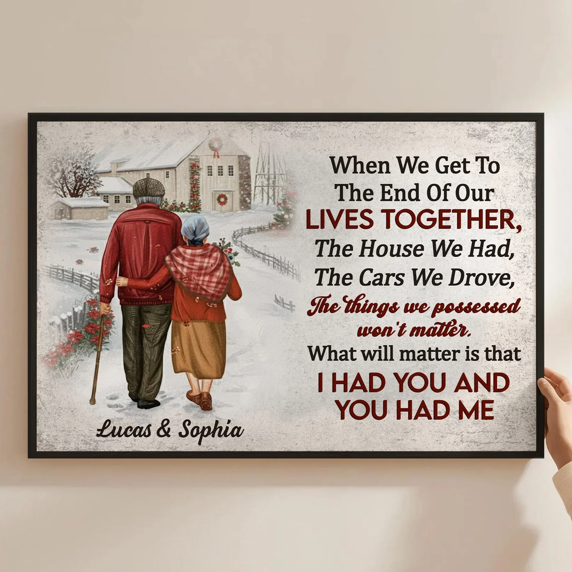 Custom Lives Together Poster for Couples – Snowy Country Walk Artwork, Sentimental Wall Art & Heartfelt Christmas or Anniversary Gift - Image 3