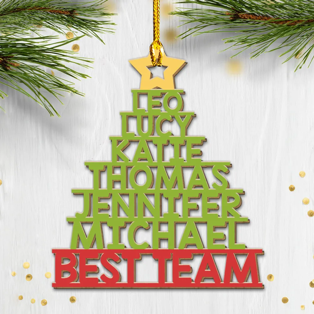 Personalized Acrylic Ornament Christmas Tree With Team Names, Festive Office Decor & Unique Holiday Gift - Image 2