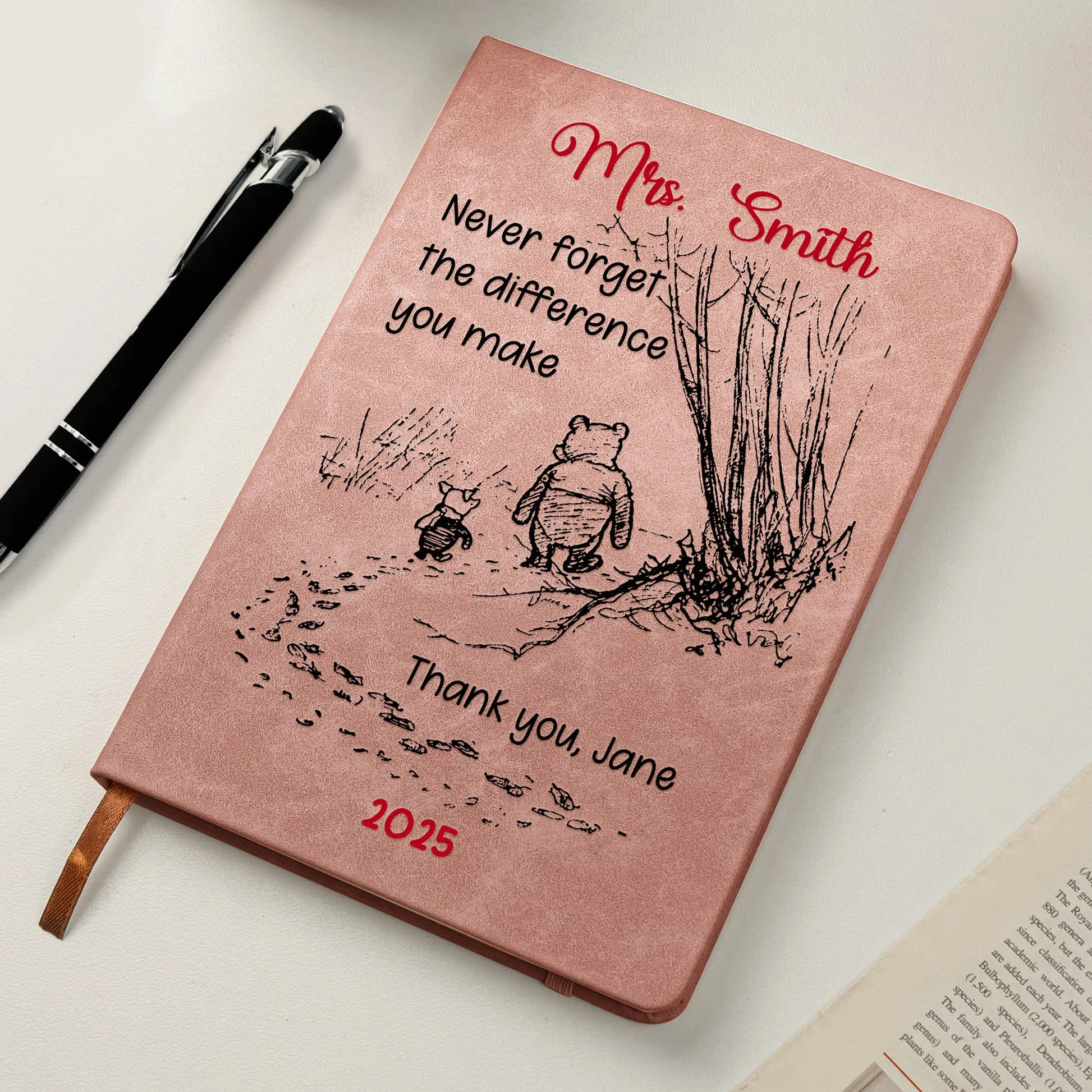 Custom Leather Journal for Appreciation β Sweet Walking Friends Design, Meaningful Gratitude Gift for Someone Who Makes a Difference - Image 3