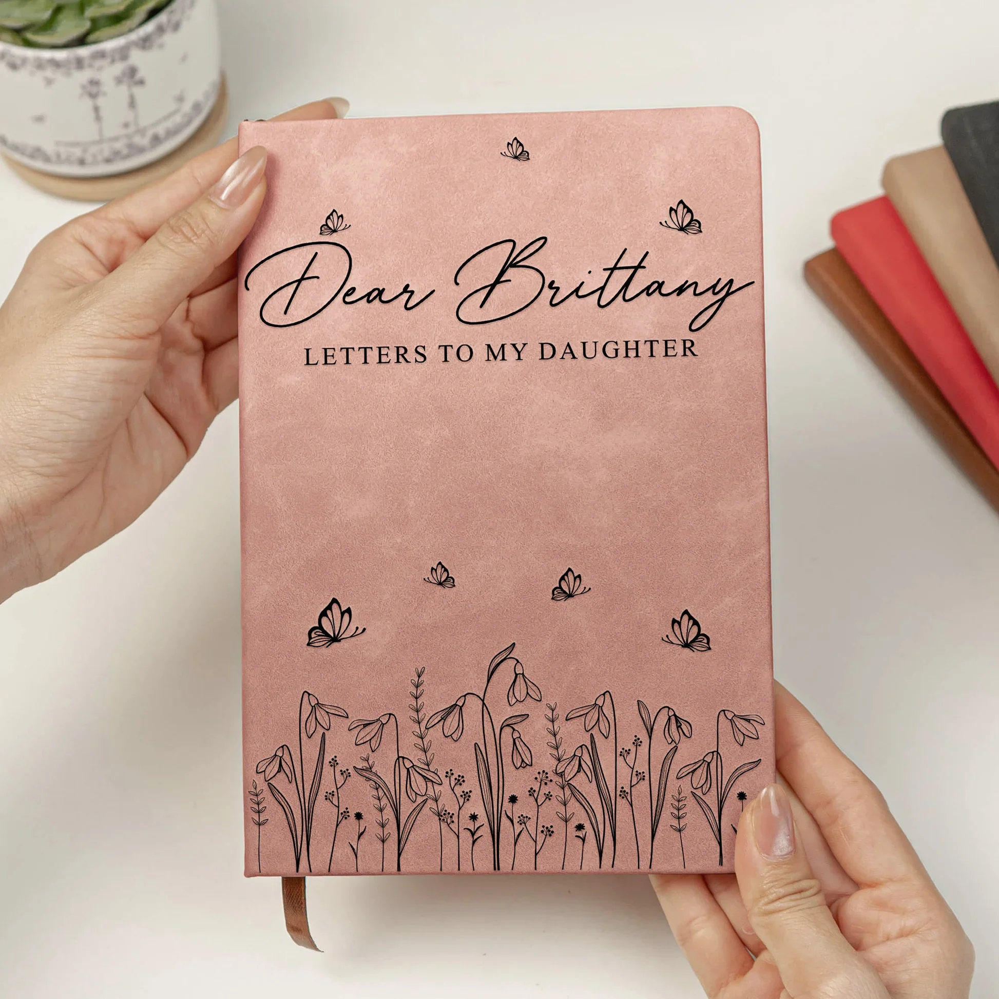 Pink Leather Journal Memory Keepsake For Daughter, Sister, Mom Or Friend - Delicate Floral Design, Meaningful Letters Notebook, Unique Gift For Her - Image 2