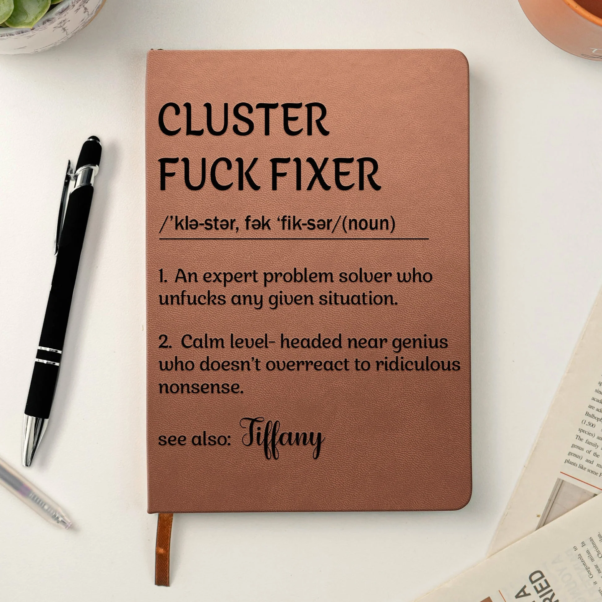 Funny Definition Leather Journal Personalized with Your Own Title, Creative Exchange Gift Notebook for Women or Men, Unique Gift Idea - Image 3