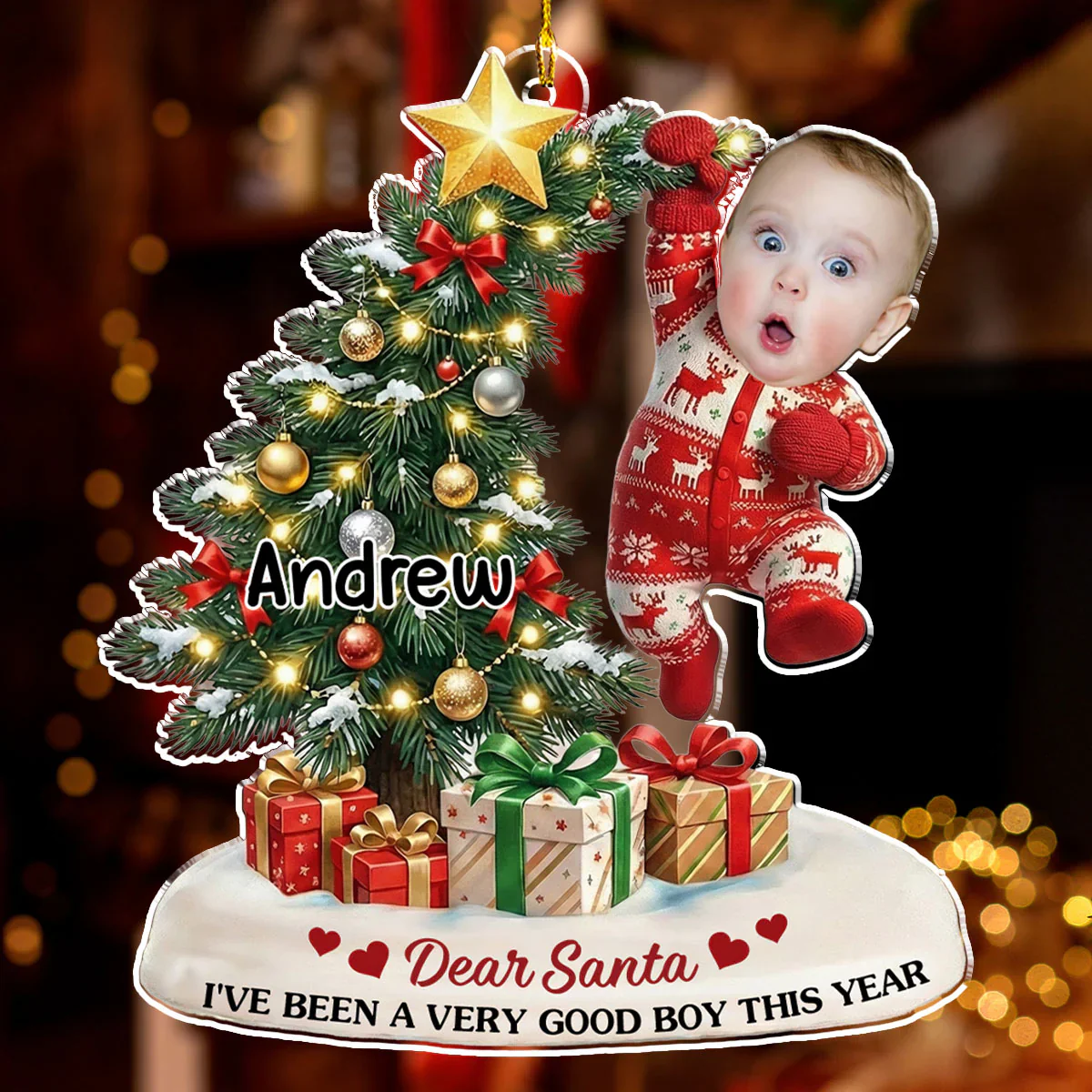 Personalized Acrylic Ornament with Baby Photo Hanging on Christmas Tree, Cute Custom Keepsake & Unique Holiday Gift for Families - Image 3