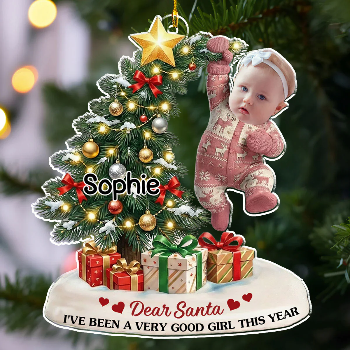 Personalized Acrylic Ornament with Baby Photo Hanging on Christmas Tree, Cute Custom Keepsake & Unique Holiday Gift for Families - Image 4