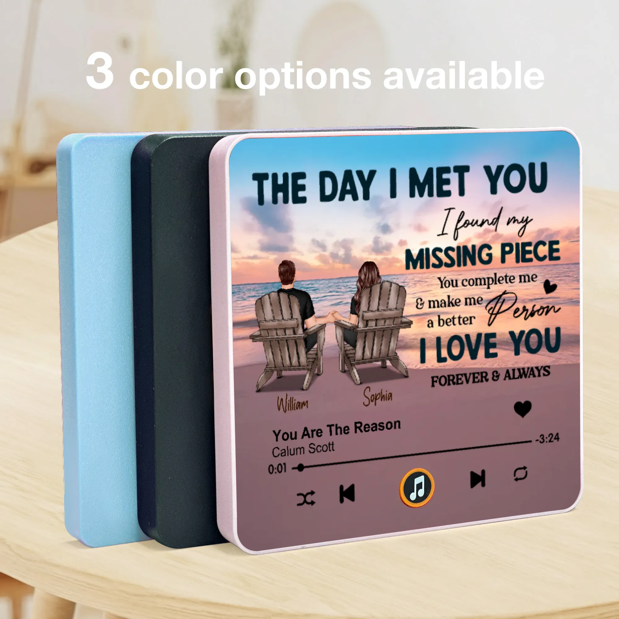 The Day I Met You Custom Acrylic Music Magnet, Romantic Couple Beach Scene, Sentimental Keepsake & Unique Gift for Couples - Image 3