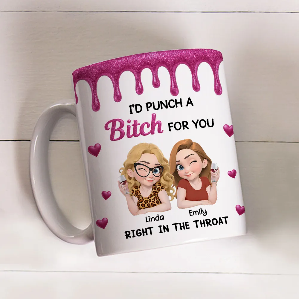 Personalized Bestie Ceramic Mug with Cute Illustrated Friends – Fun Friendship Gift for Women - Image 4