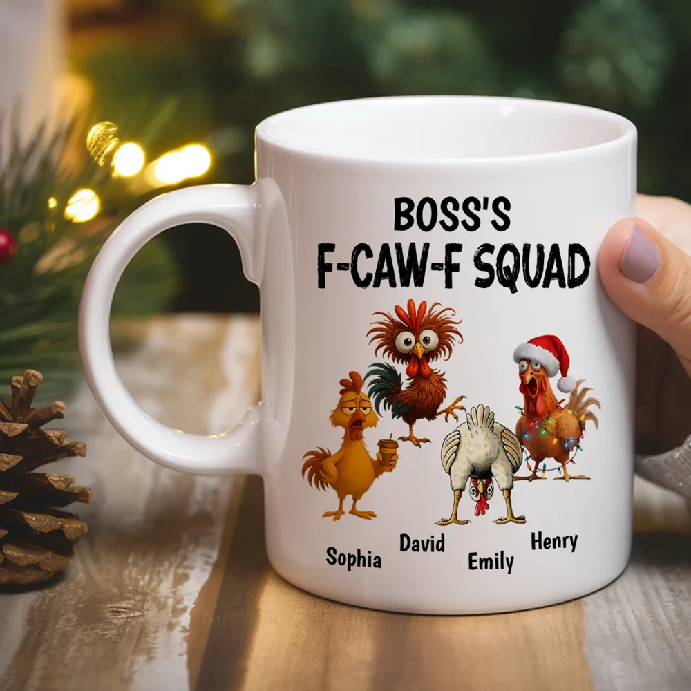 Boss FCAWF Squad White Ceramic Mug Funny Rooster Design Unique Gift for Boss - Image 3