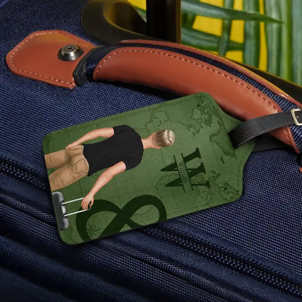 2 Leather Luggage Tag Personalized Set, Matching Couple Rolling Suitcase Design for Cruises and Trips, Thoughtful Gift - Image 2