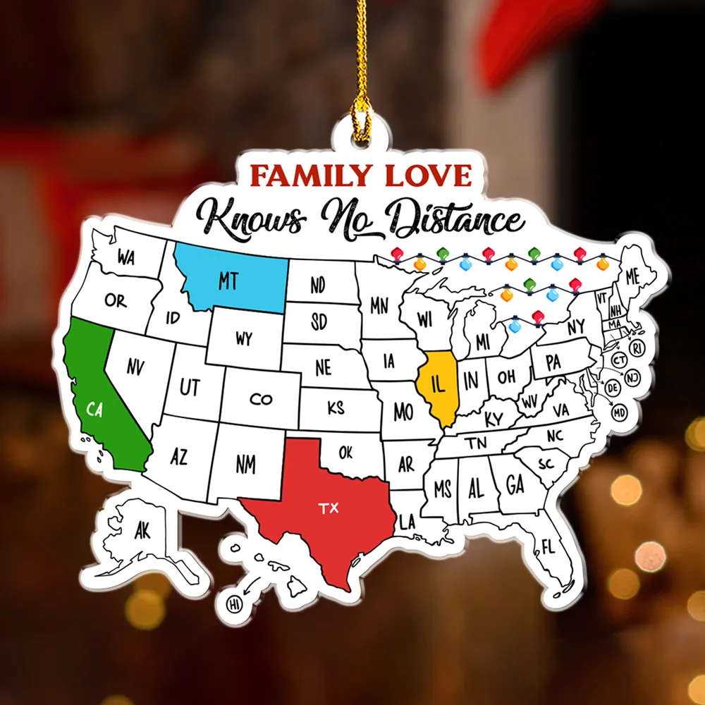 Personalized Acrylic Ornament Map – Family Love Knows No Distance, Unique Gift for Long‑Distance Family & Friends, Festive Home Decoration - Image 5