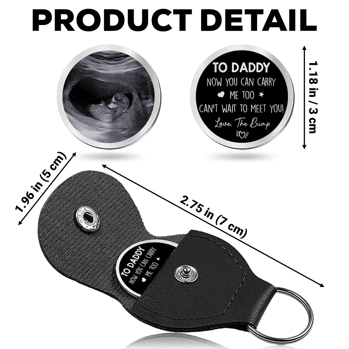 Custom Pocket Hug for Daddy with Your Ultrasound Image – Small Stainless Steel Love Token, Sentimental Fatherhood Gift & Everyday Carry Keepsake - Image 6