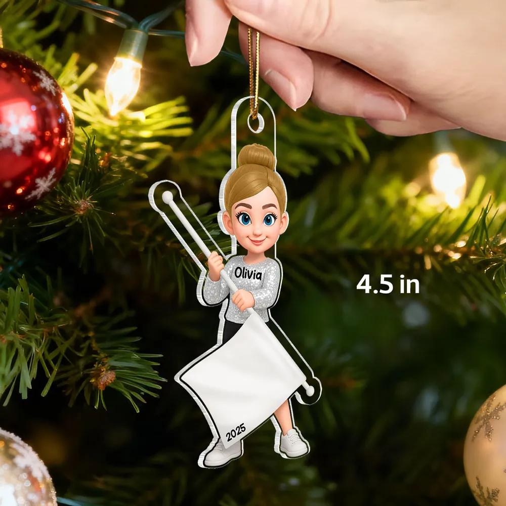 Personalized Acrylic Ornament for Majorette & Color Guard Girls, Cute Band Uniform Design, Festive Decor & Unique Christmas Gift - Image 2