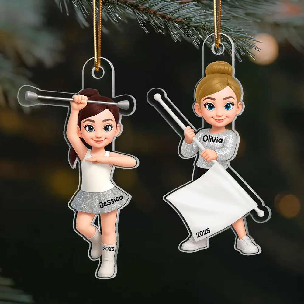 Personalized Acrylic Ornament for Majorette & Color Guard Girls, Cute Band Uniform Design, Festive Decor & Unique Christmas Gift - Image 4