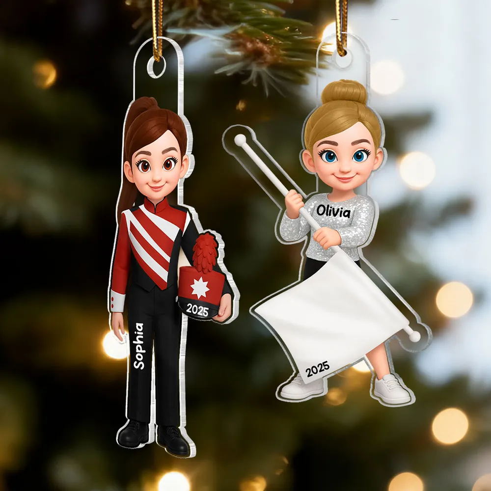 Personalized Acrylic Ornament for Majorette & Color Guard Girls, Cute Band Uniform Design, Festive Decor & Unique Christmas Gift - Image 6