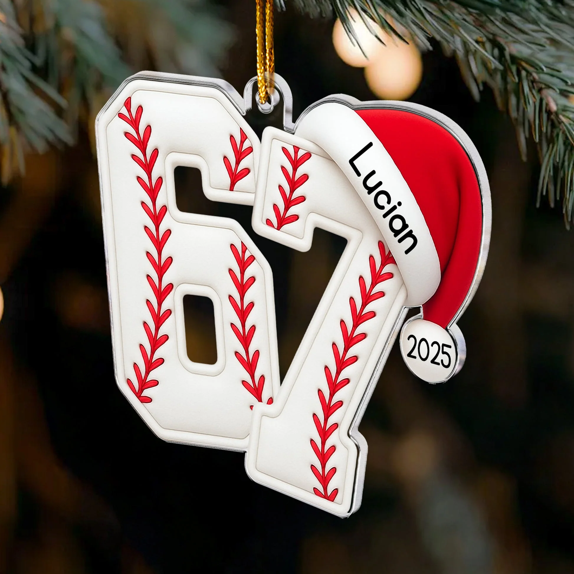 Custom Sports 67 Acrylic Ornament – Pick the Ball Pattern, Add Your Own Text, Fun Holiday Tree Decor & One-of-a-Kind Gift - Image 5