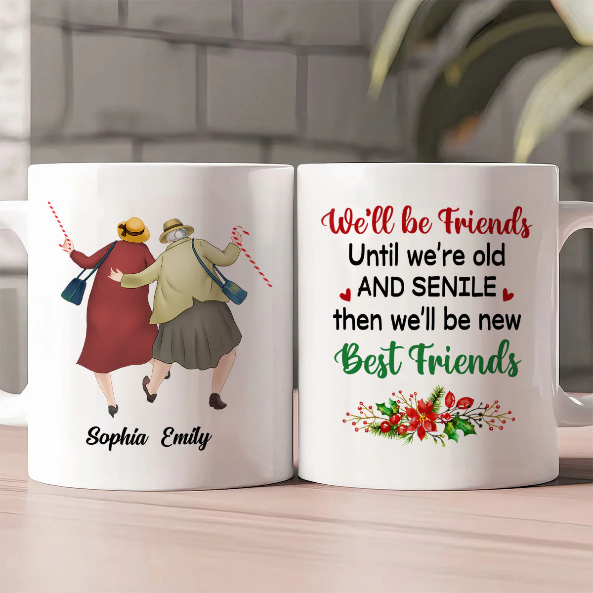 Personalized White Ceramic Mug for Best Friends β Cute Senior Ladies Design, Double Sided Print, Unique Thoughtful Gift - Image 5