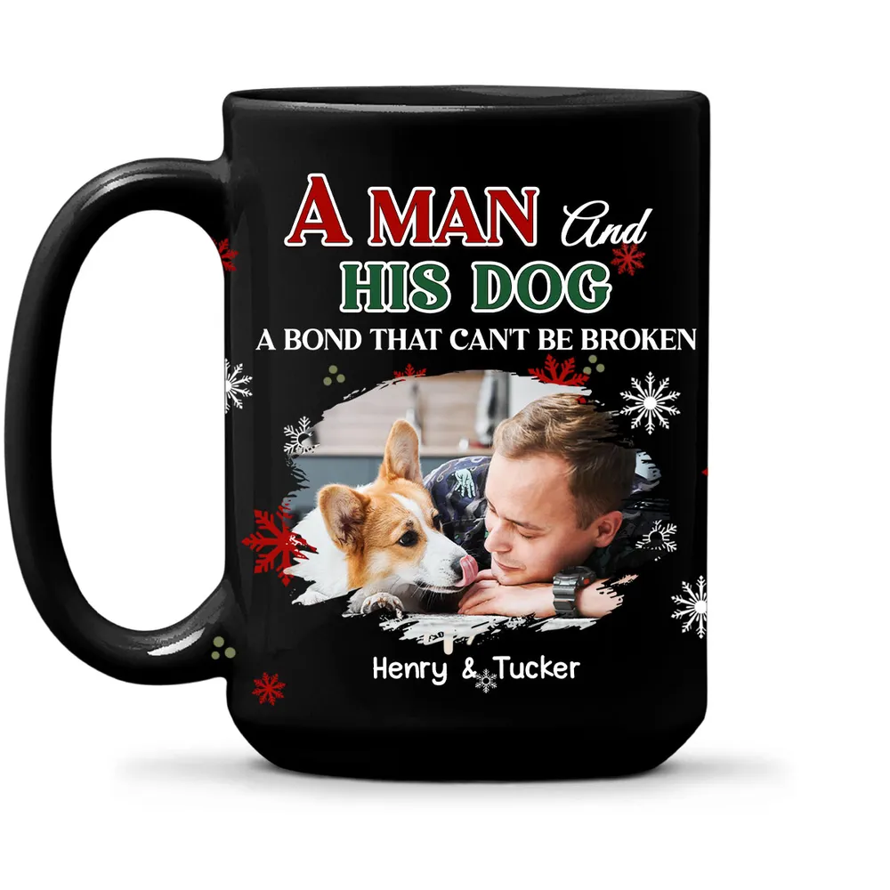 Custom Man and His Dog Full Color Mug, Heartwarming Pet Lover Gift for Daily Coffee and Christmas or Birthday - Image 2