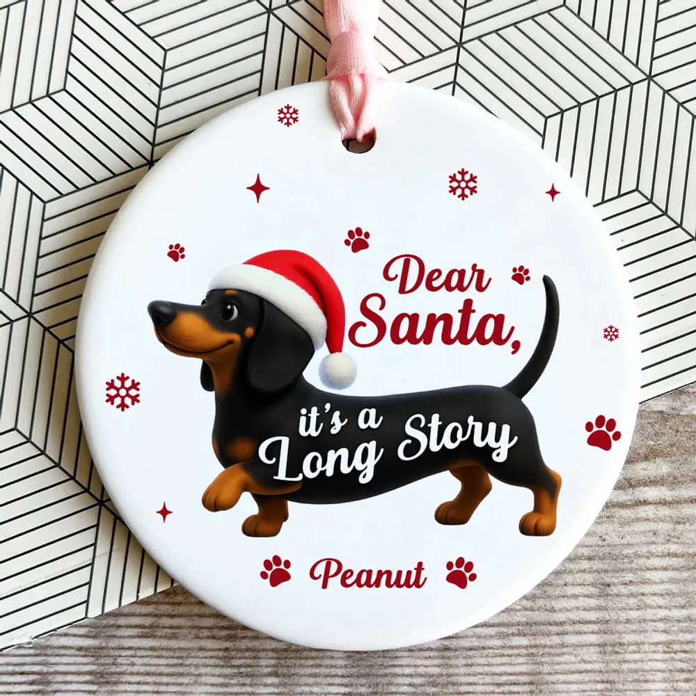 Personalized Dachshund Ceramic Ornament with Cute Quote – Funny Christmas Tree Decor & Unique Gift for Dog Lovers - Image 7