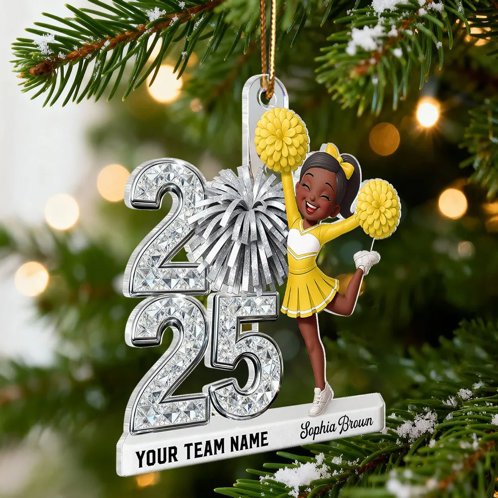 Personalized Cheerleader Acrylic Ornament with Year & Team Name, Sparkling School Spirit Keepsake, Unique Graduation Gift - Image 7